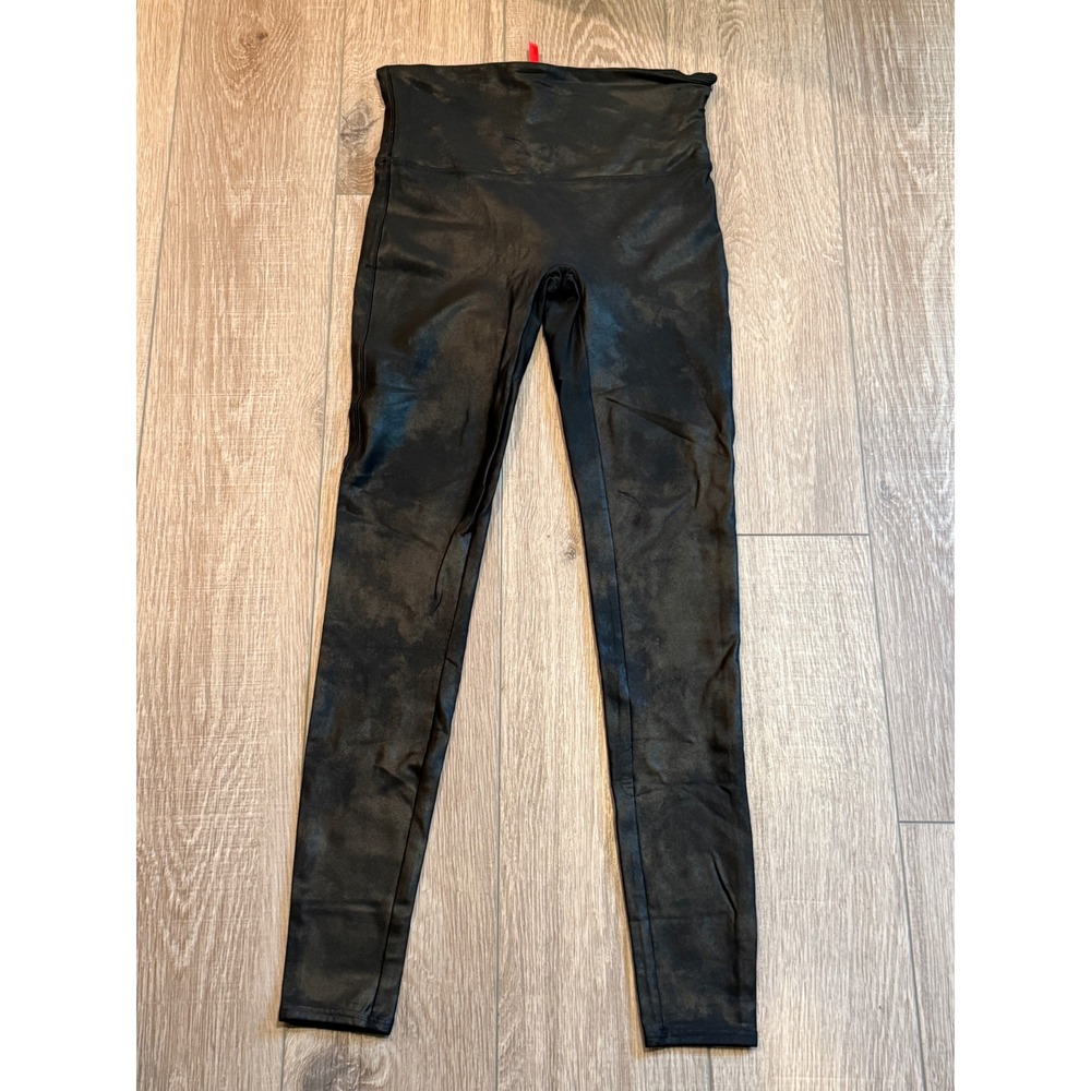 Spanx Black Faux Leather High‎ Waisted Leggings Tall XL/TG Slimming Coated Pants